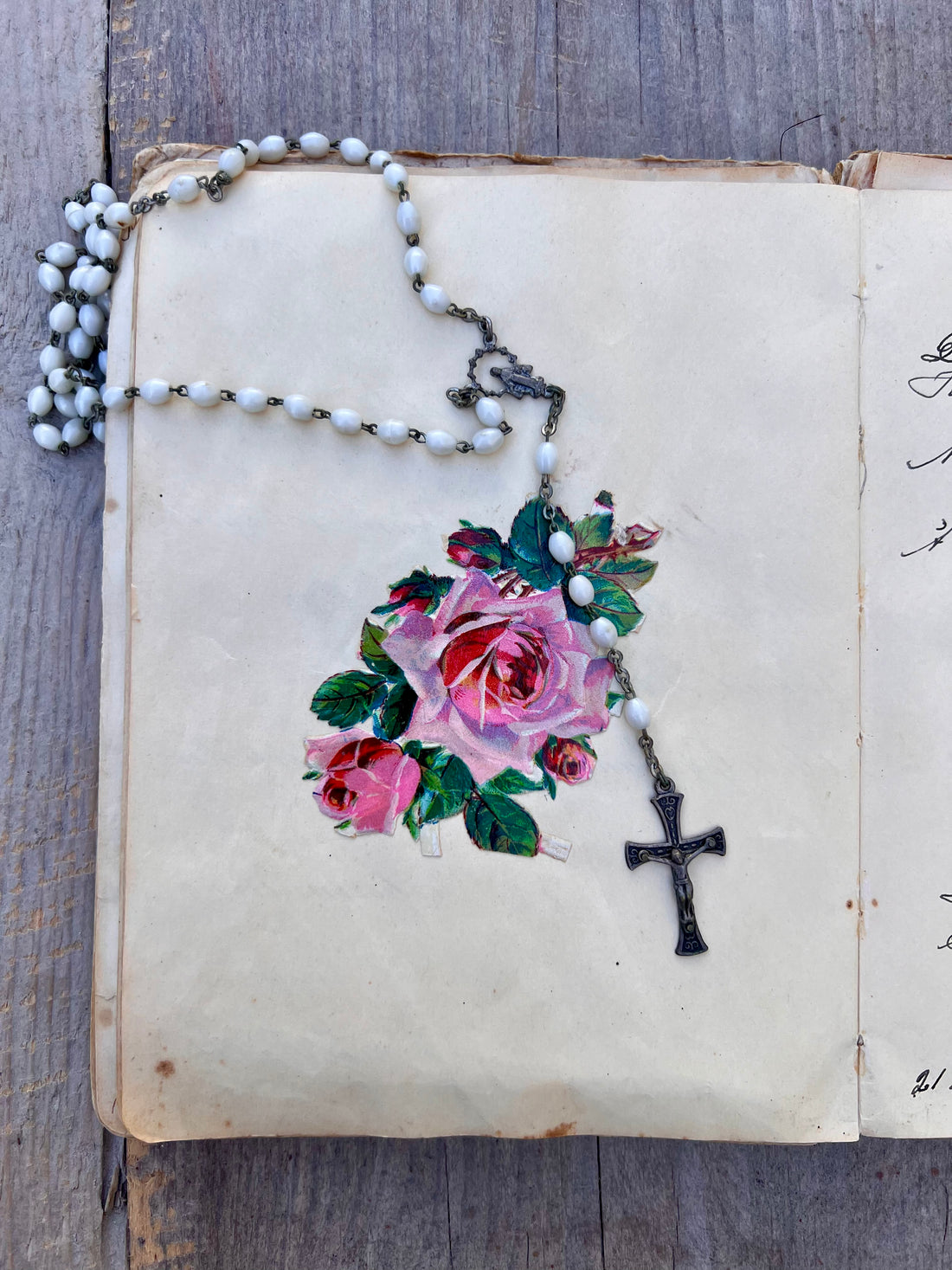 Lourdes rosary white