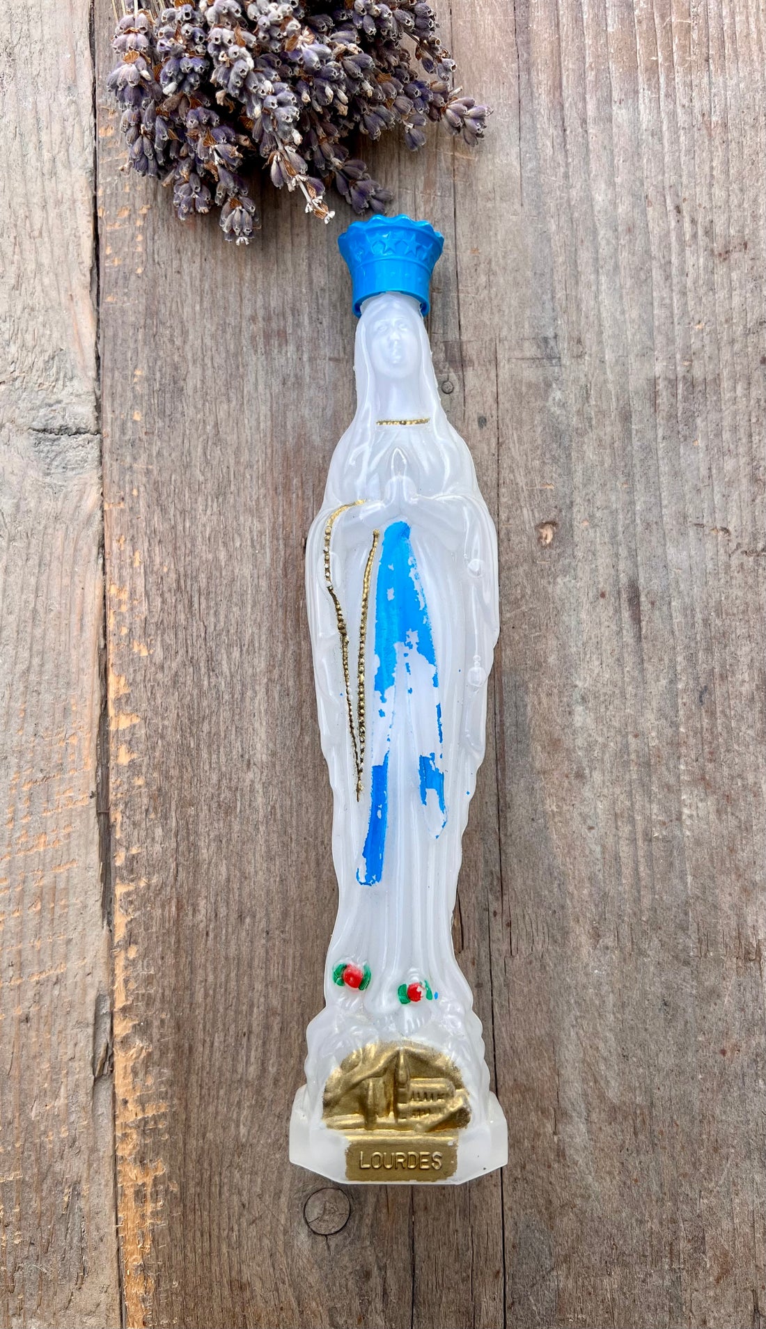 Vintage holy water bottle Maria de Lourdes 1.