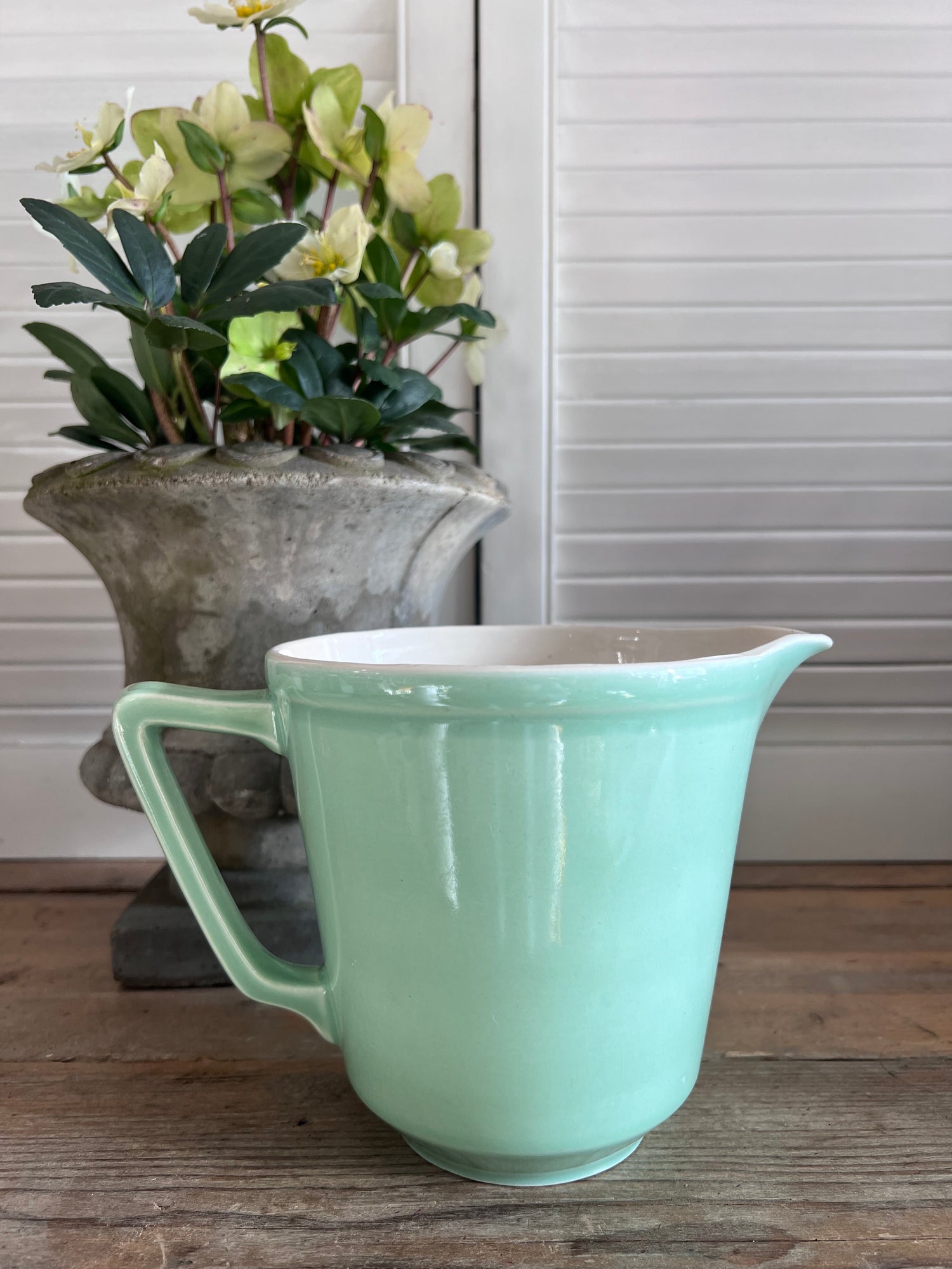 schenkkan pastelgroen, Sociëté Céramique Maastricht, vintage schenkkan jaren 60, retro schenkkan pastel, keramische schenkkan Maastricht, jaren 60 servies vintage