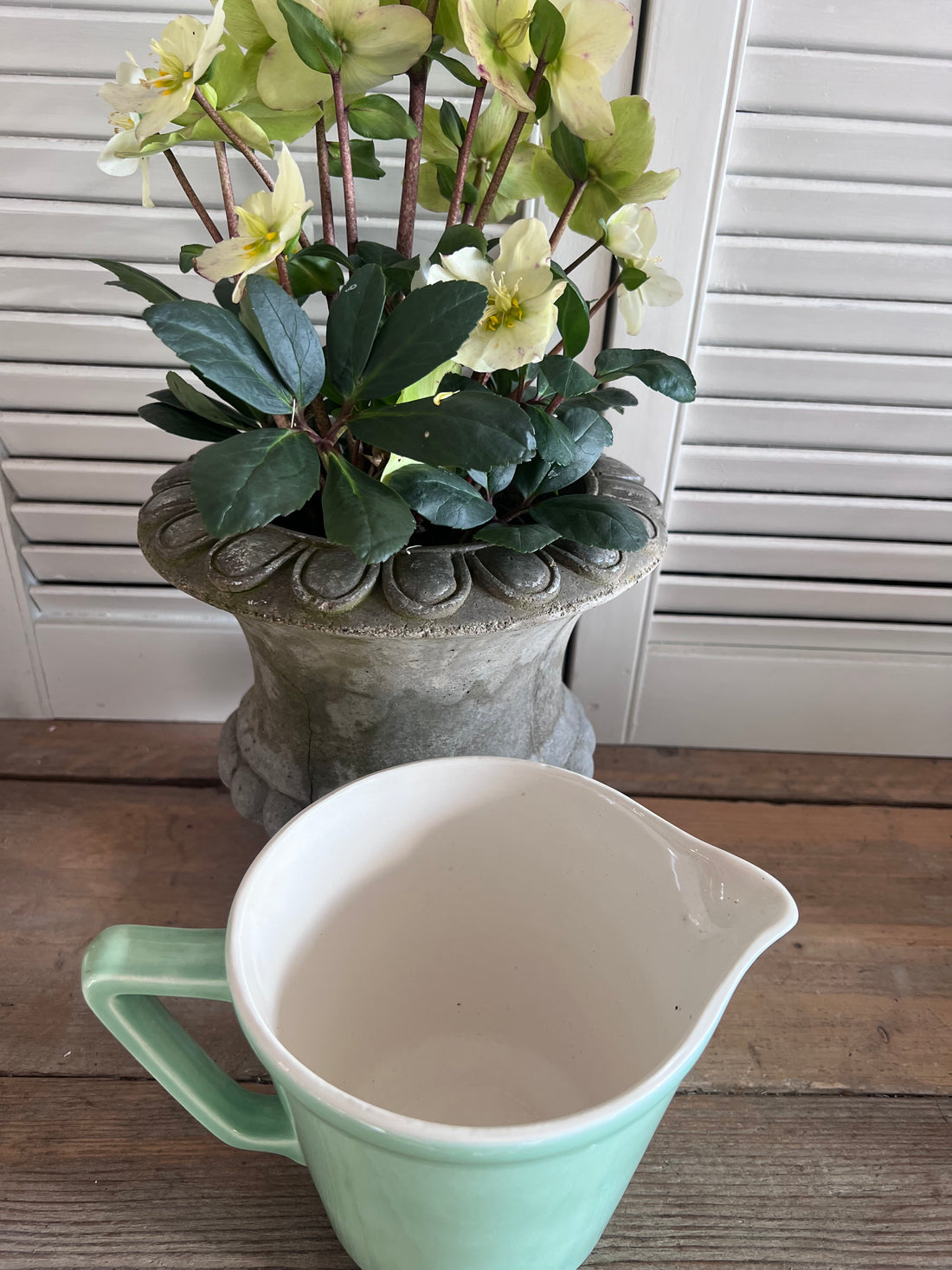 schenkkan pastelgroen, Sociëté Céramique Maastricht, vintage schenkkan jaren 60, retro schenkkan pastel, keramische schenkkan Maastricht, jaren 60 servies vintage