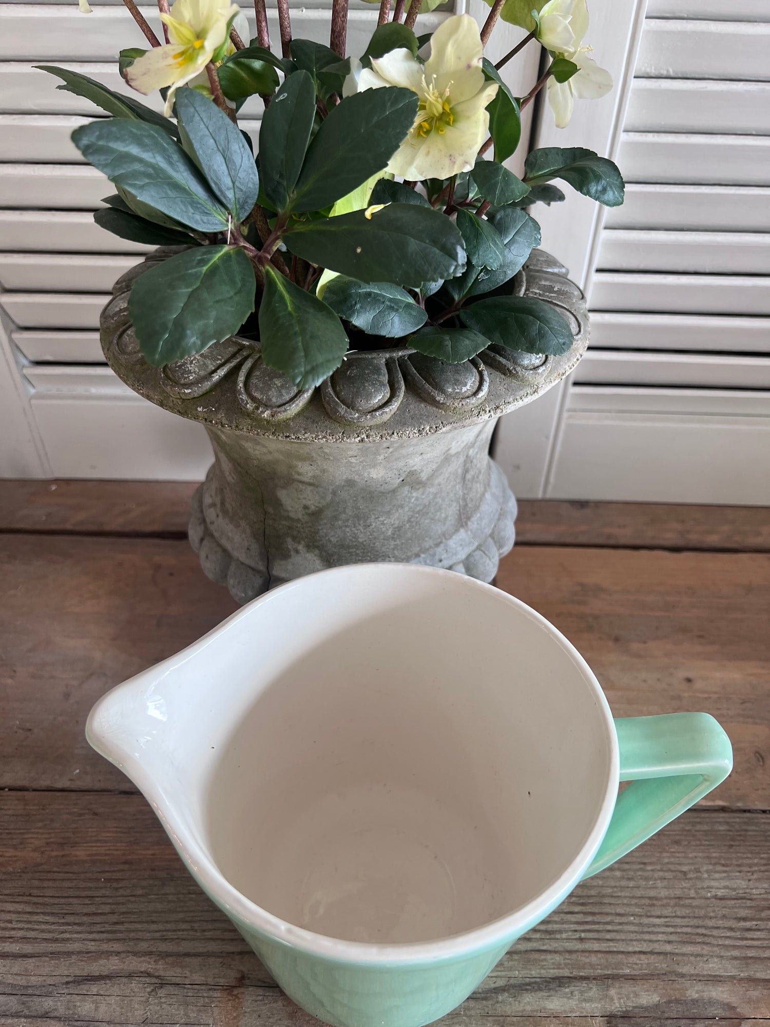 schenkkan pastelgroen, Sociëté Céramique Maastricht, vintage schenkkan jaren 60, retro schenkkan pastel, keramische schenkkan Maastricht, jaren 60 servies vintage