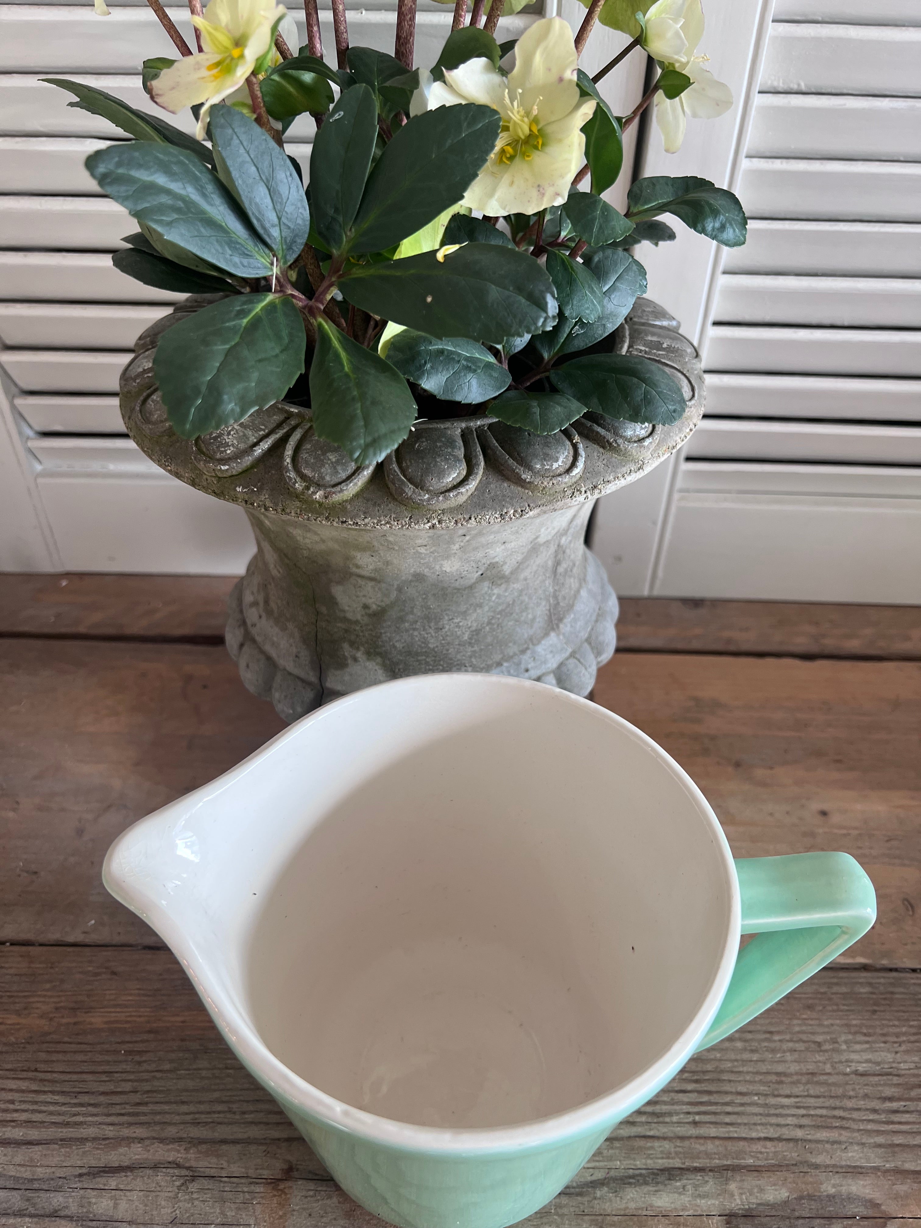 schenkkan pastelgroen, Sociëté Céramique Maastricht, vintage schenkkan jaren 60, retro schenkkan pastel, keramische schenkkan Maastricht, jaren 60 servies vintage