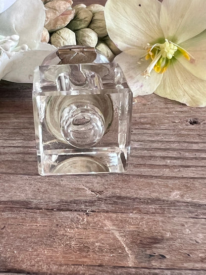 miniatuur inktpotje kristal, vintage inktpotje, kristallen inktpot, inktpotje vintage, decoratief inktpotje, antiek inktpotje kristal