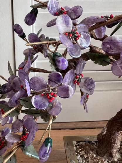 Edelsteen boom amethist met jade, vintage edelsteen boom met amethist, edelsteen boom, 