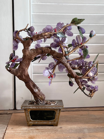 Edelsteen boom amethist met jade, vintage edelsteen boom met amethist, edelsteen boom, 