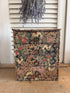 Vintage ledenkastje, vintage sieradendoos, sieradenkastje met laden, stoffen ledenkastje, vintage boudoir, vintage kaptafel, tapestry sieradendoos, brocante sieradendoos, Sofia&