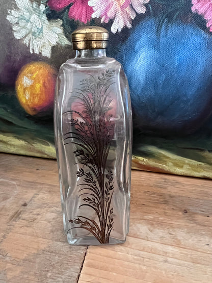 Vintage eau de cologne fles met print en schroefdop