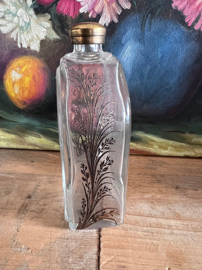 Vintage eau de cologne fles met print en schroefdop