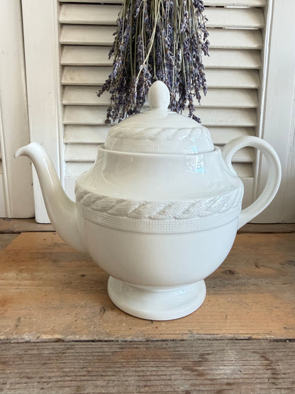 Wedgwood Ralph Lauren, Clearwater theepot, vintage Ralph Lauren Home, Wedgwood bone china, Engelse porseleinen theepot, designer servies, vintage theepot, Sofia&