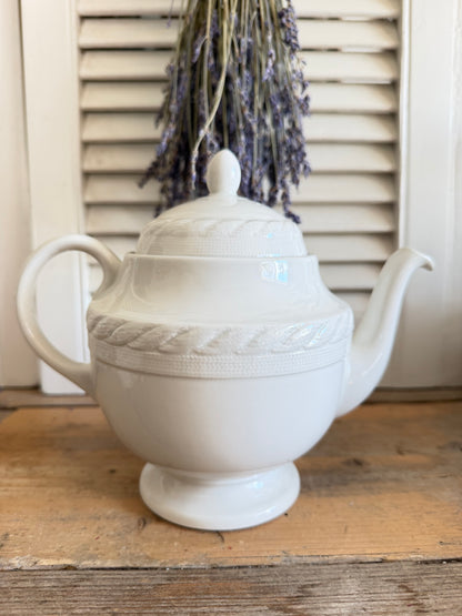 Wedgwood Ralph Lauren, Clearwater theepot, vintage Ralph Lauren Home, Wedgwood bone china, Engelse porseleinen theepot, designer servies, vintage theepot, Sofia&