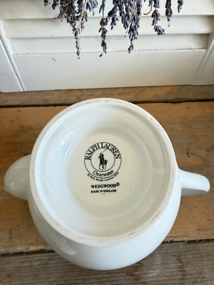 Wedgwood Ralph Lauren, Clearwater theepot, vintage Ralph Lauren Home, Wedgwood bone china, Engelse porseleinen theepot, designer servies, vintage theepot, Sofia&