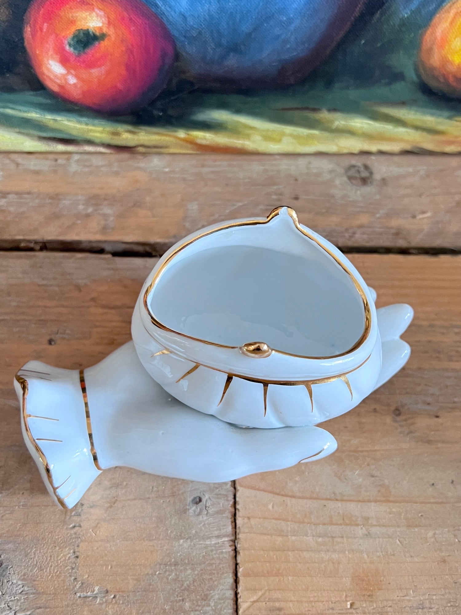 jaren 70 vide poche, porseleinen vide poche, vintage vide poche hand, decoratief opbergdoosje, handvormige vide poche, vintage porselein.