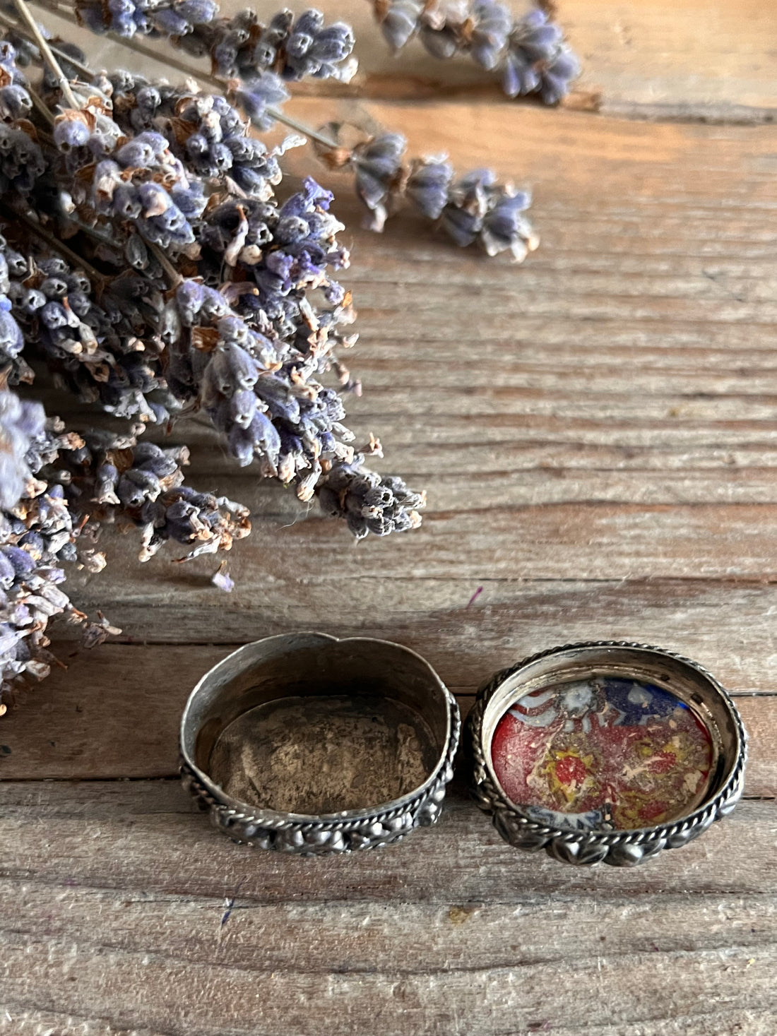 Oval millefiori pill box
