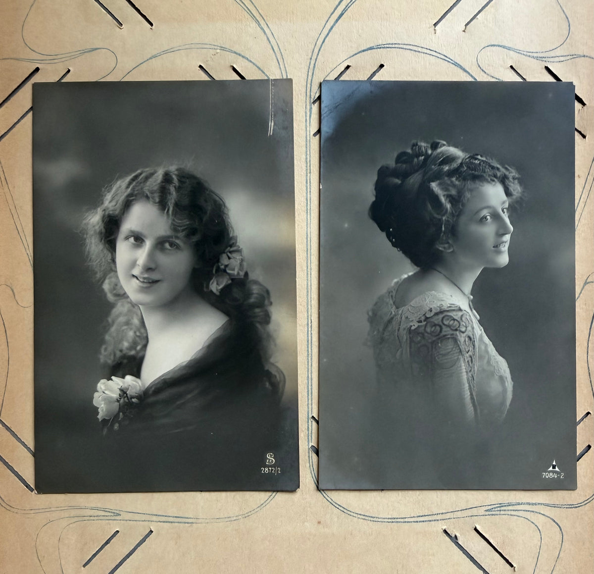 oude fotokaarten, damesportretten, antieke ansichtkaarten, oude portretfoto&