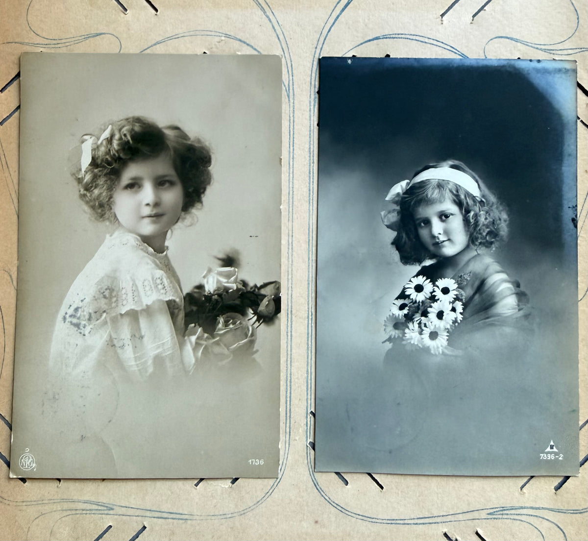 Antieke fotokaarten, oude ansichtkaarten meisjes, vintage kinderportretten, antieke kinderportretten, oude kaarten,vintage emphemera, Sofia&