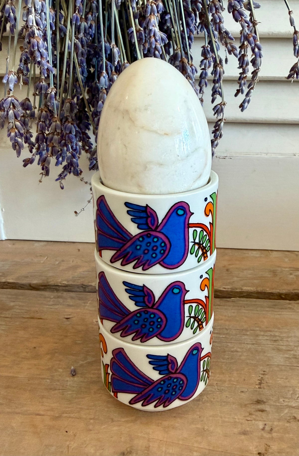Villeroy Boch Acapulco, Acapulco eierdopje met kleurrijke bloemen en vogels, retro eierdop, vintage eierdop, retro servies jaren 70, Acapulco servies kopen, vintage ontbijtservies, Sofia&