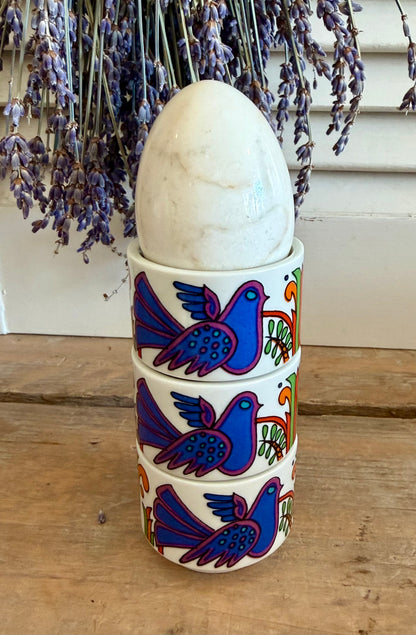 Villeroy Boch Acapulco, Acapulco eierdopje met kleurrijke bloemen en vogels, retro eierdop, vintage eierdop, retro servies jaren 70, Acapulco servies kopen, vintage ontbijtservies, Sofia&