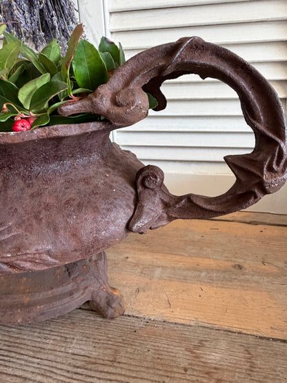 gietijzeren jardinière, grote franse jardinière, brocante plantenbak, Franse tuinornamenten, jardinière met oren, oorvaas, klassieke gietijzeren oorvaas, Sofia&