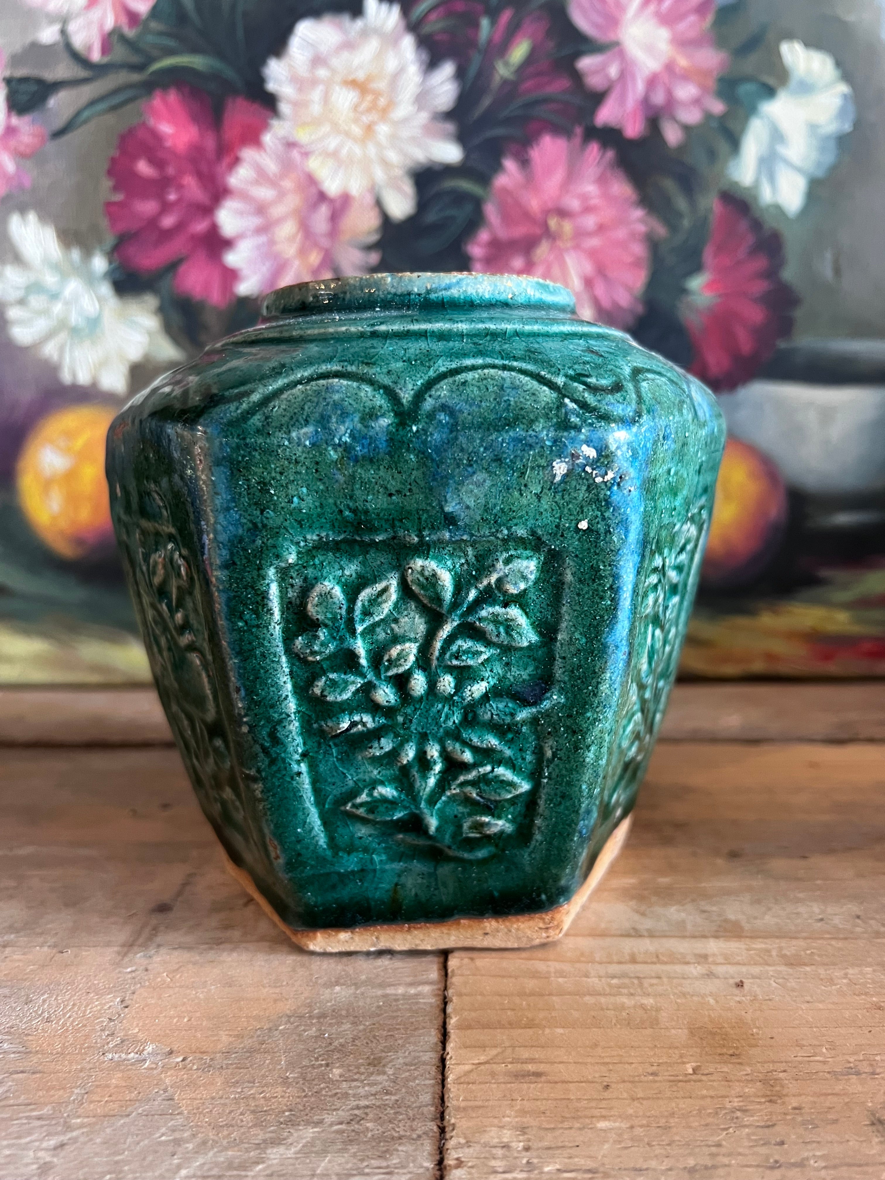 antieke Chinese gemberpot, Shiwan keramiek, authentieke Shiwan gemberpot, Chinese keramiek antiek, traditionele Chinese gemberpot, Shiwan pottery, antiek Aziatisch keramiek, vintage Chinese gemberpot, handgemaakte Shiwan pot, historische Chinese keramiek.