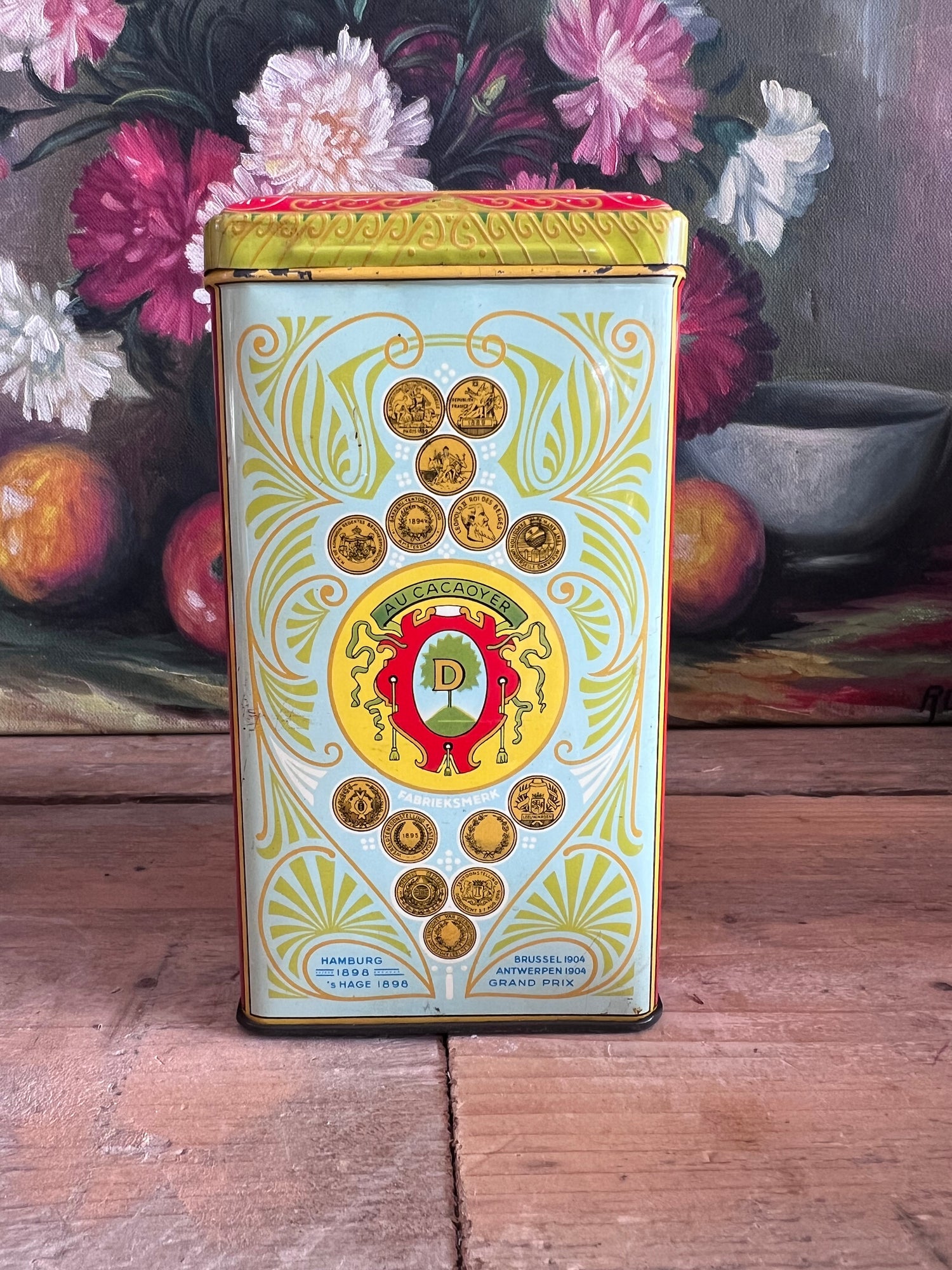 Vintage cacaopoeder blik Droste 1/2 kg