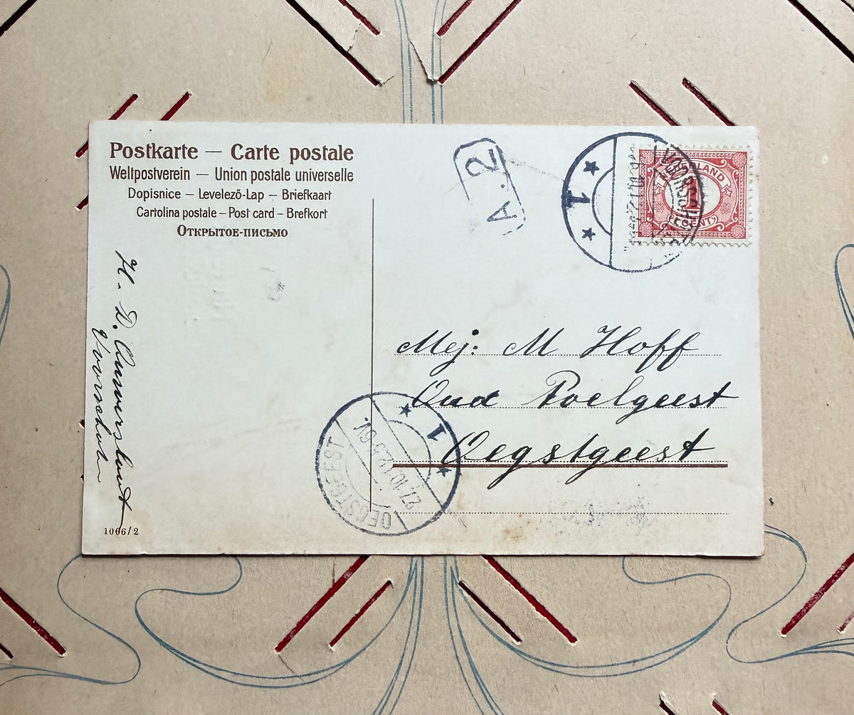 antieke ansichtkaart, oude felicitatiekaart, Hartelijk Gefeliciteerd kaart, oude prentbriefkaart, papieren antiek,  botanische ansichtkaart, anischtkaart wilgenkatjes, Sofia&