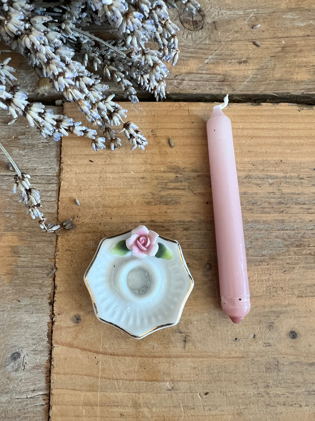 Vintage kandelaartje met kaarsje