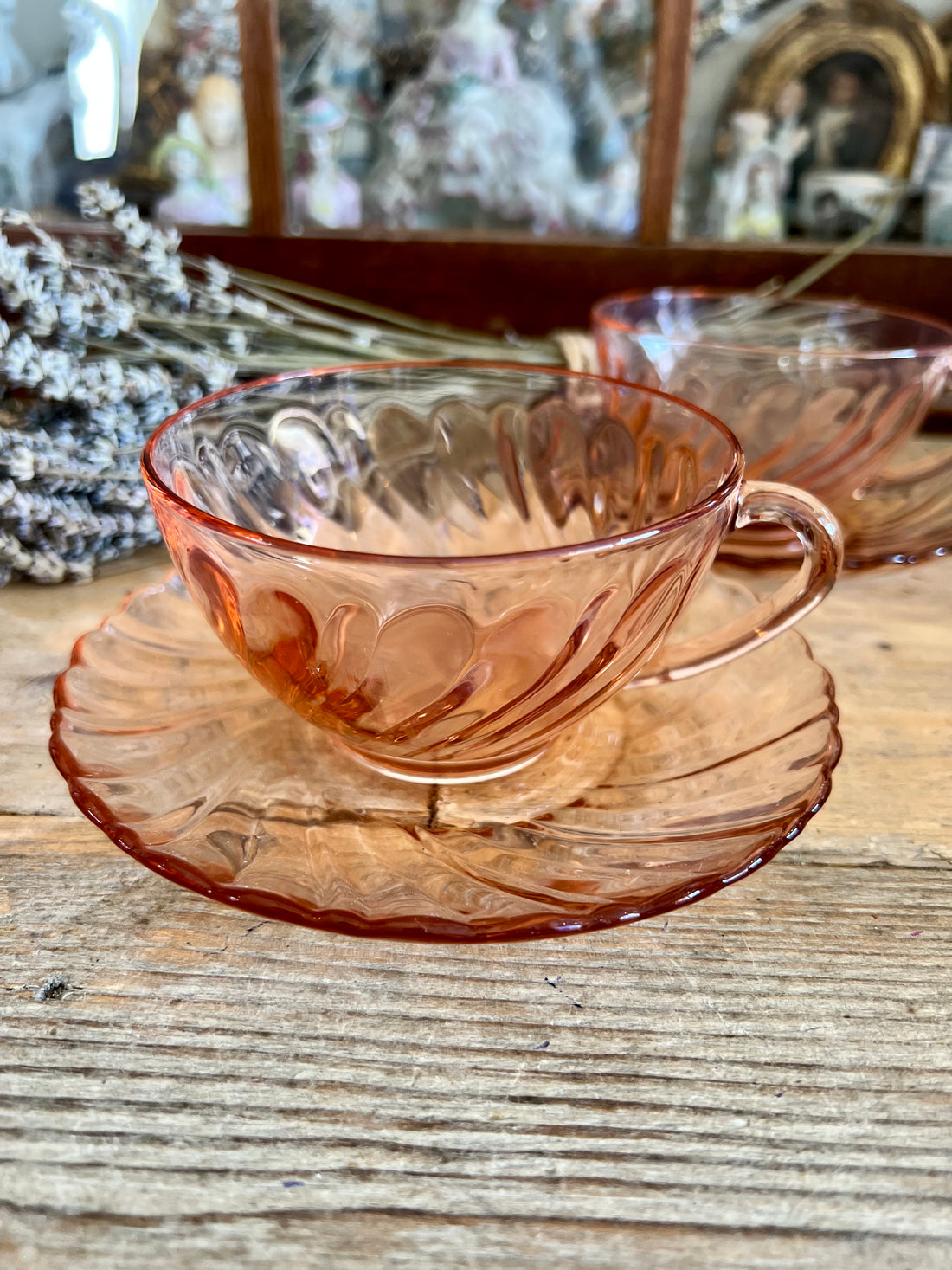 Arcoroc Rosaline swirl kop en schotel van glas