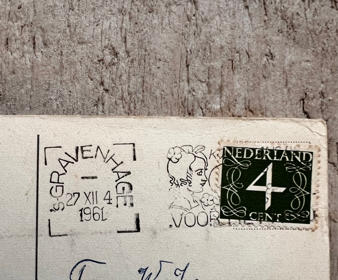 Retro prentbriefkaart Gelukkig Nieuwjaar