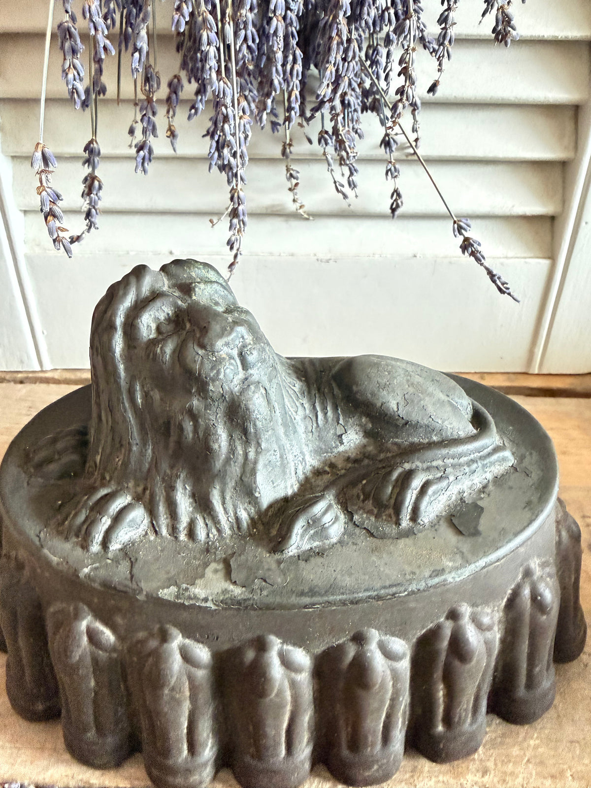 Lion Jelly Mould, antieke puddingvorm leeuw, vintage puddingvorm, Engelse jelly mould, oude bakvorm, antiek keukengerei, decoratieve leeuw, antiek, Sofia&