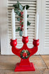Zweedse kerstkandelaar, houten vintage kandelaar, Scandinavische kerstdecoratie, rode kerstkandelaar, Zweedse kerstversiering, handbeschilderde kandelaar, vintage kerst, Sofia&