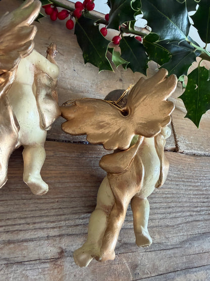 vintage kerstengel, kunststof kerstengel, engel met mandoline, nostalgische kerstdecoratie, kerstengel mandoline, vintage kerstnornament, brocante kerstversiering, Sofia&