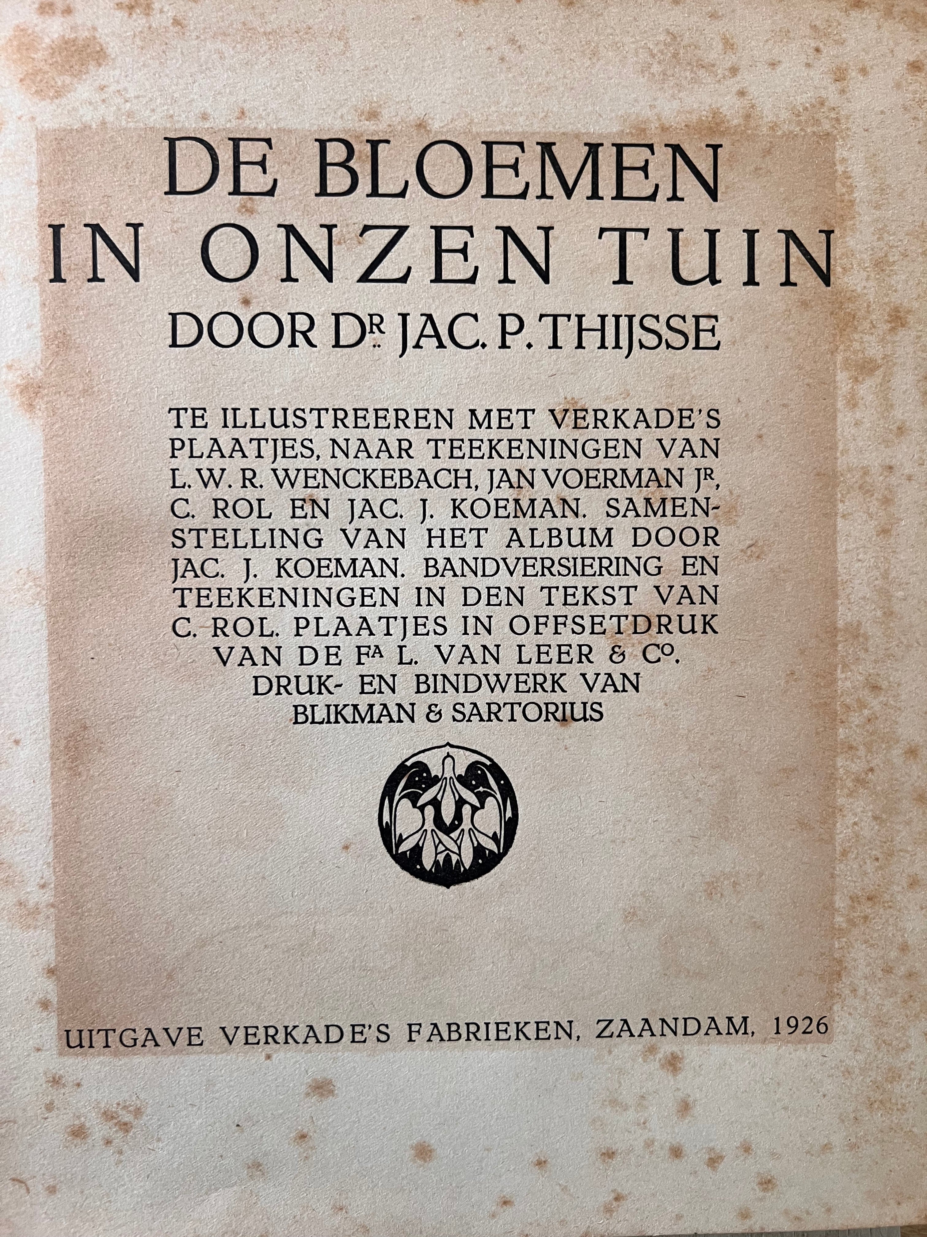 Antikes Verkade-Buch „Die Blumen in unserem Garten“.