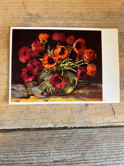 Vintage ansichtkaart rode anemonen