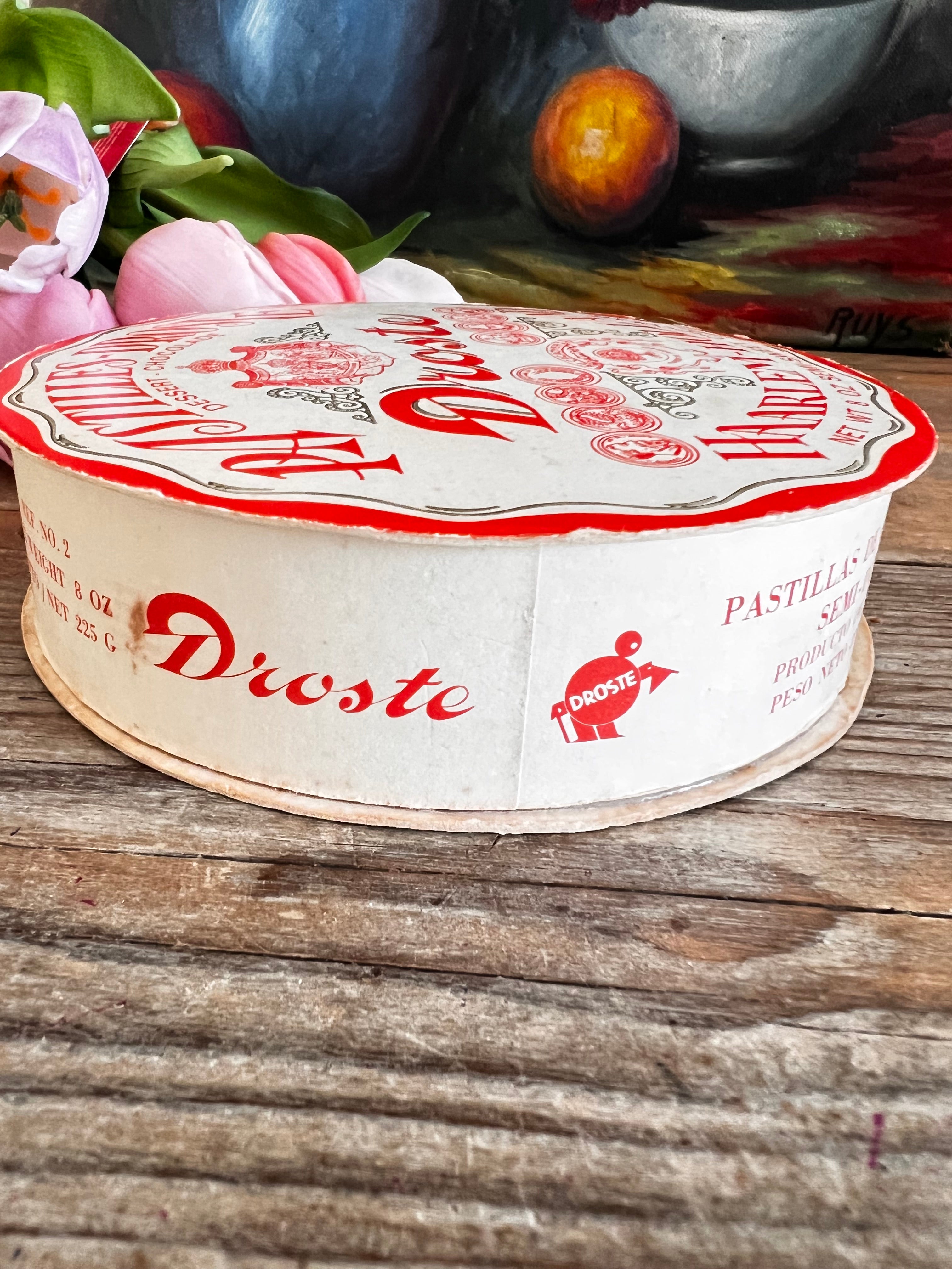 vintage Droste chocoladedoosje, Droste collectors item, papieren chocoladeverpakking, retro chocoladedoosje, vintage chocolade doos, oude Droste verpakking, tweedehands chocoladedoos, collectors item chocolade