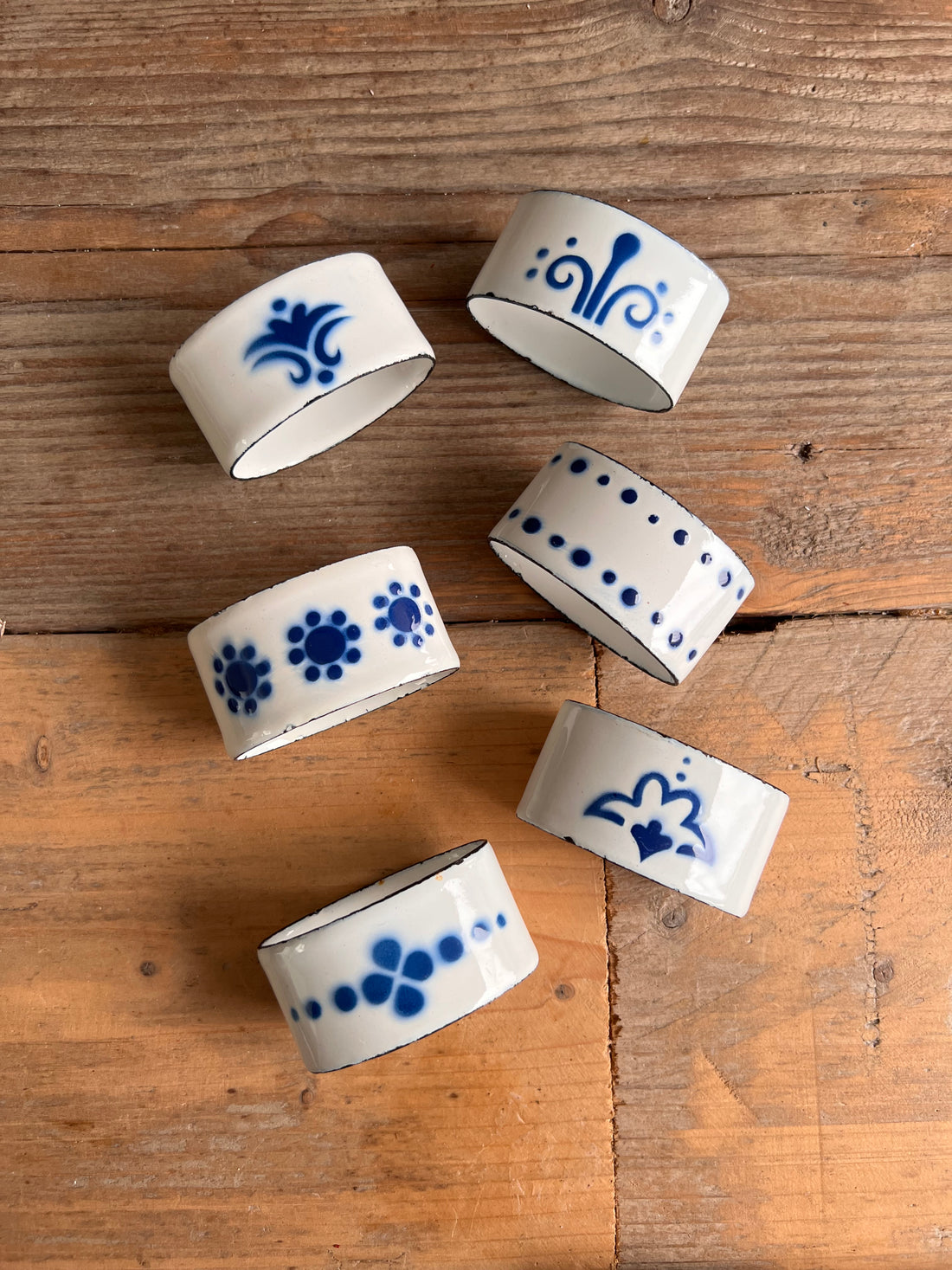 Vintage IKEA Heder emaille servetringen blauw wit , servetringen, vintage servetringen, vintage emaille servetringen, IKEA vintage, Sofia&