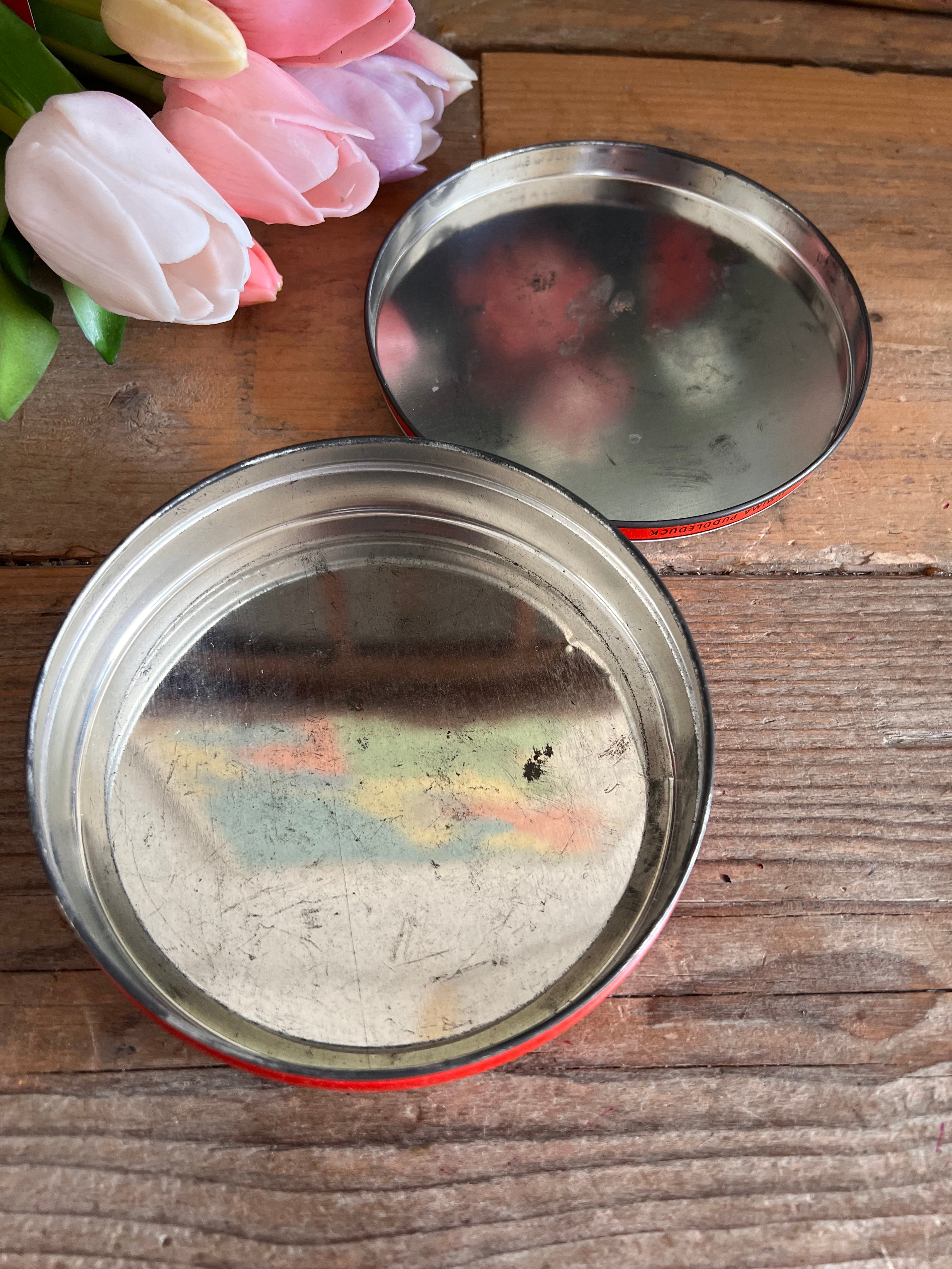 vintage blikje Beatrix Potter, rond blikje Beatrix Potter, Beatrix Potter collectors item, vintage kinderboek blikje, speelgoed blikje Beatrix Potter, decoratief blikje vintage