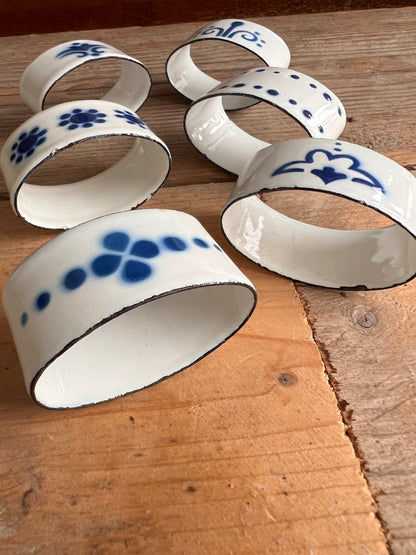 Vintage IKEA Heder emaille servetringen blauw wit , servetringen, vintage servetringen, vintage emaille servetringen, IKEA vintage, Sofia&