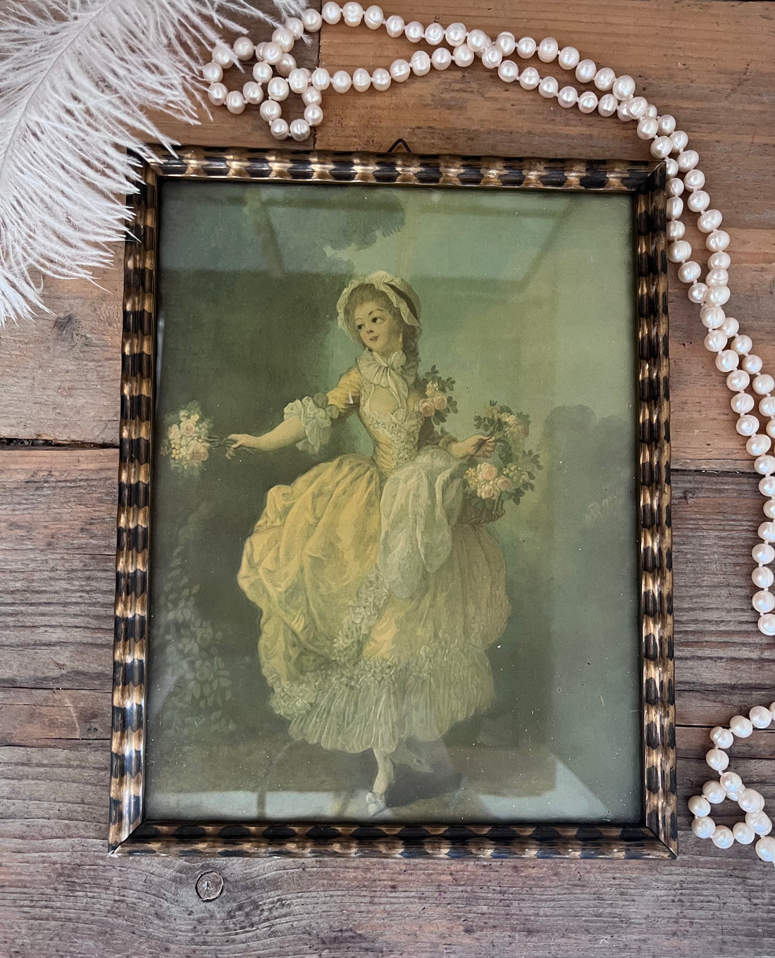 Vintage lijstje reproductie portret van H.L. Pulteney, muurdecoratie