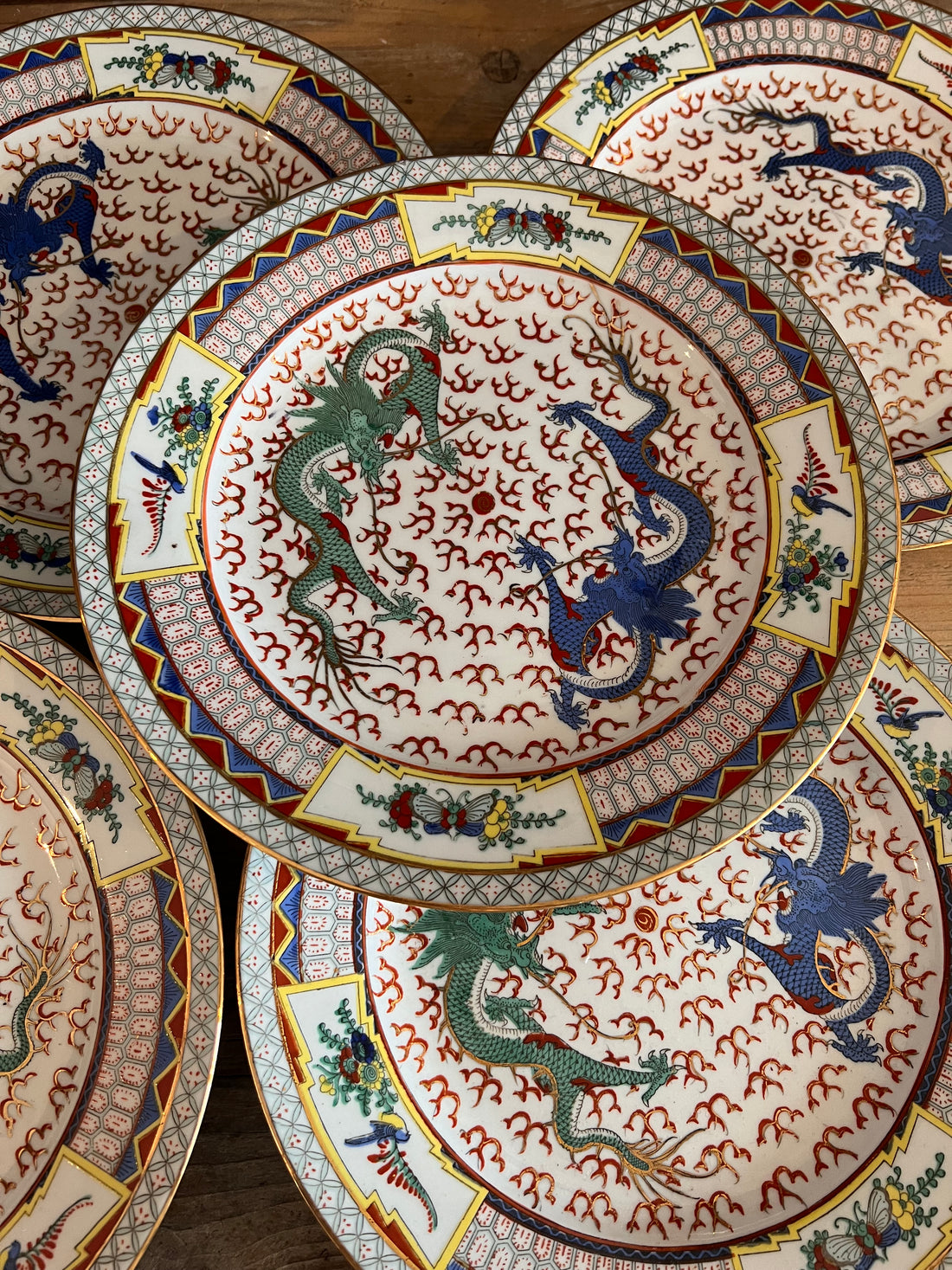 Chinees dinerbord met draken vintage