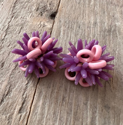 Vintage oorclips paars/roze