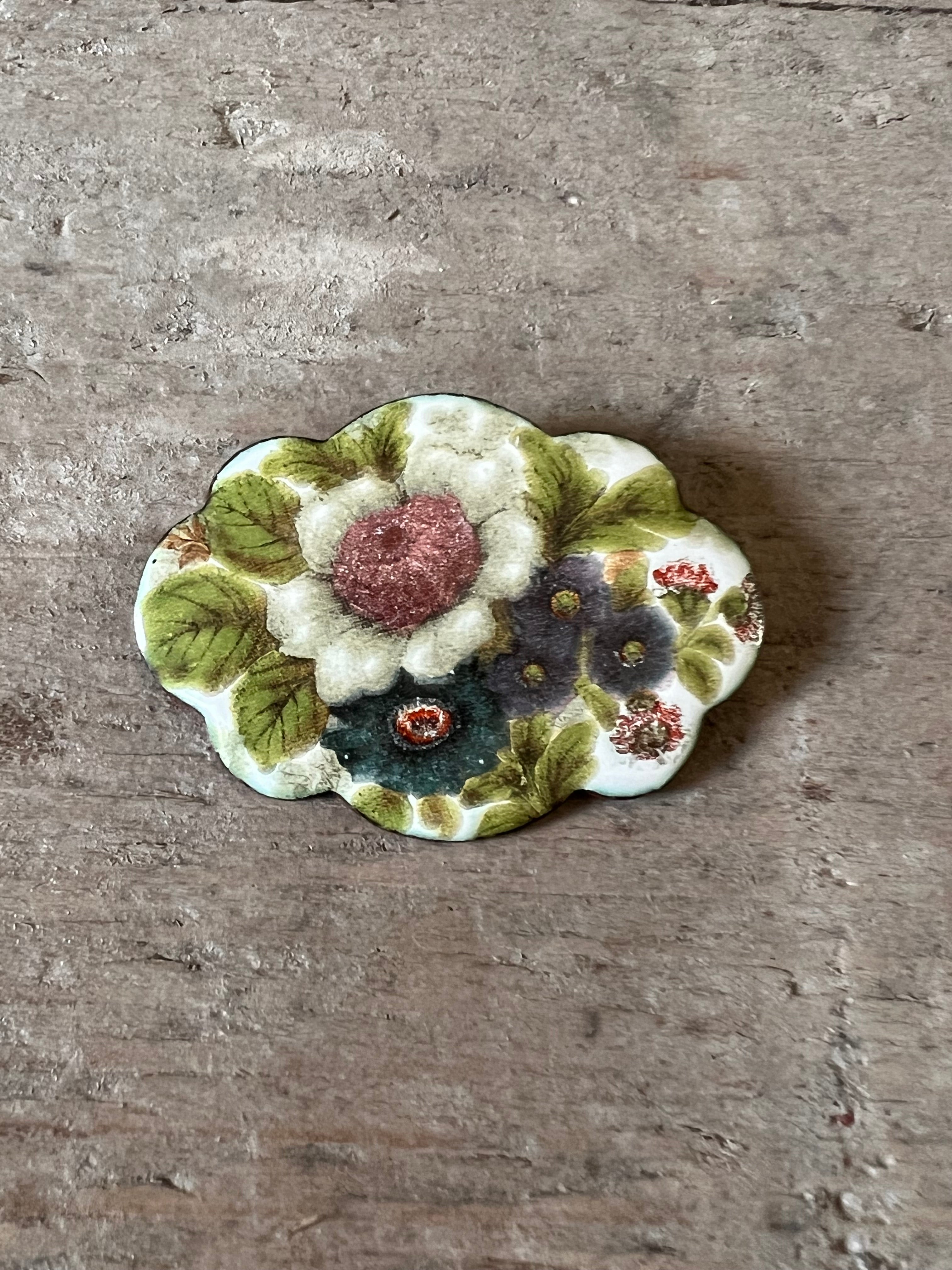 Enamel flower brooch