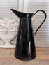 zwart emaille kan, emaille kan Frankrijk, vintage emaille kan, Franse brocante kan, antieke emaille waterkan, emaille vaas zwart, brocante keukenaccessoire, Frans emaille servies, retro emaille kan