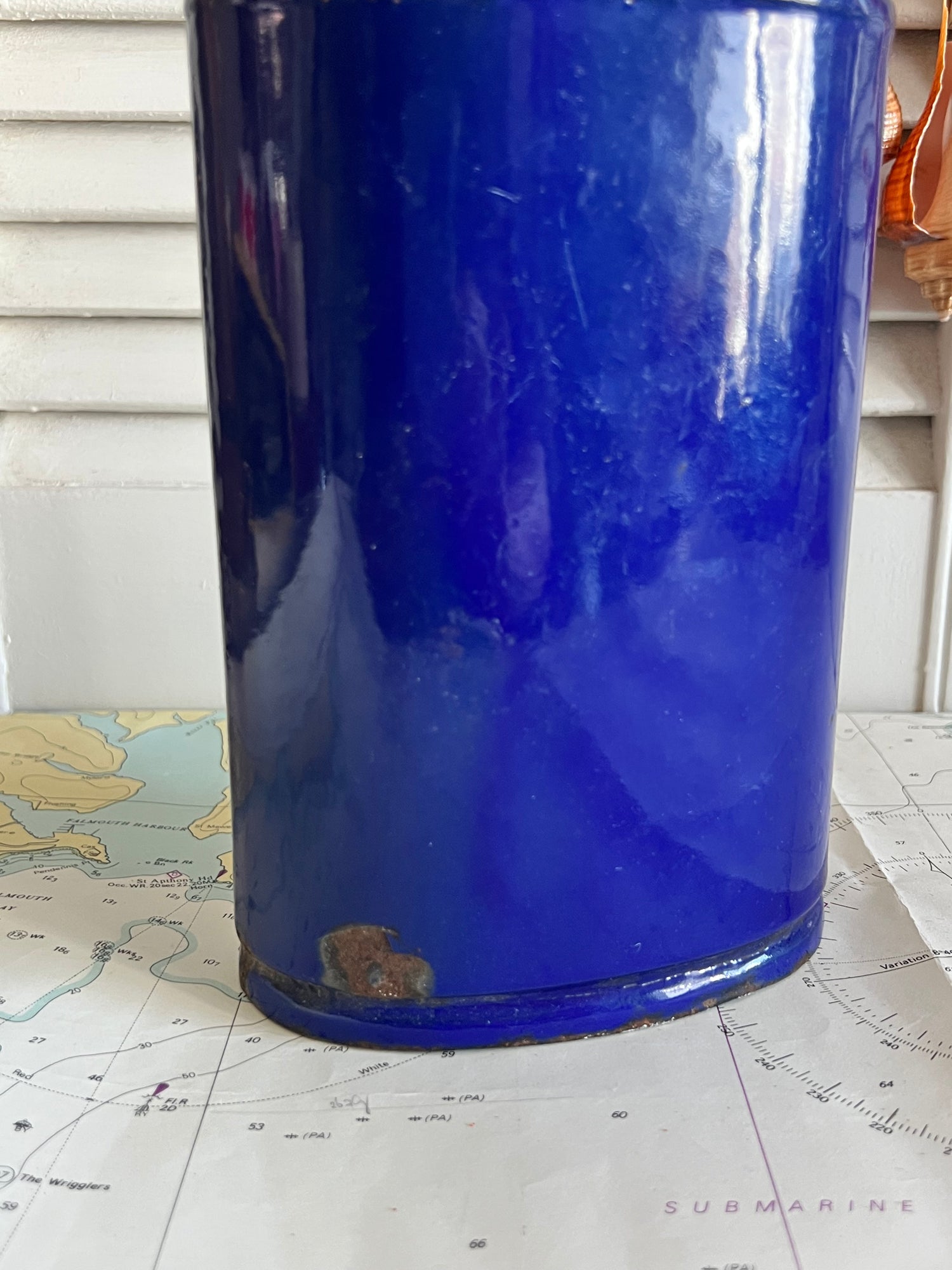 Vintage veldfles van blauw emaille G