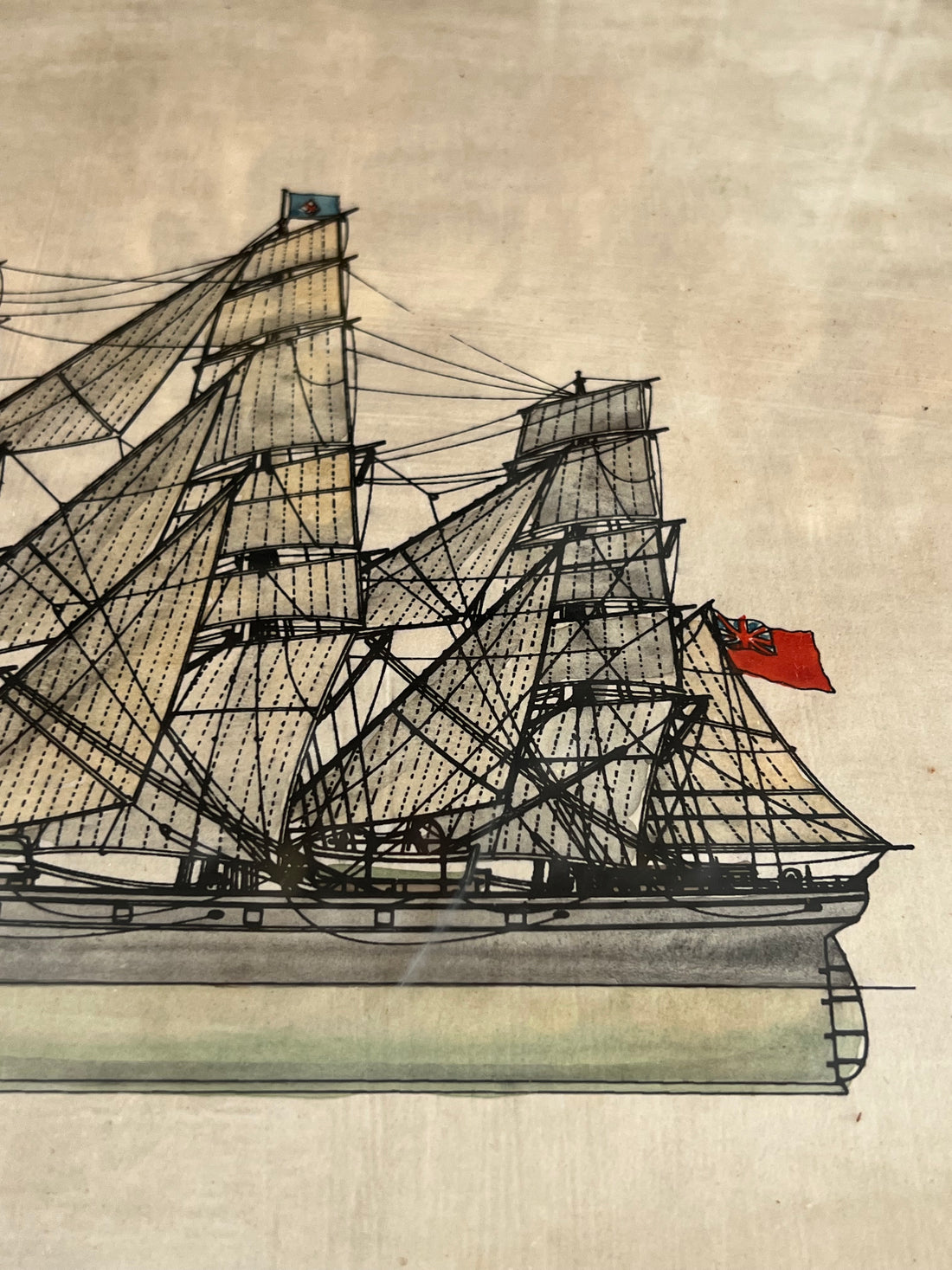 Vintage tekening zeilschip