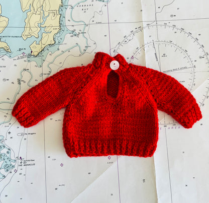 Rood visserstruitje voor pop - vintage en handgemaakt