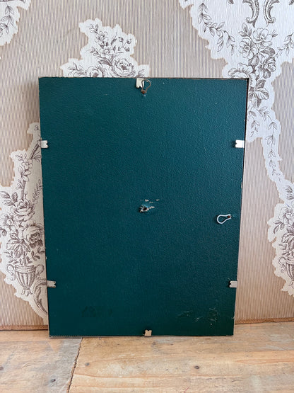 vintage fotolijst, jaren 70 afbeelding, fotolijst perzikkleurige rozen, retro fotolijst, vintage woondecoratie, jaren 70 woonaccessoires, fotolijst met bloemen, perzikkleurige rozen decoratie.