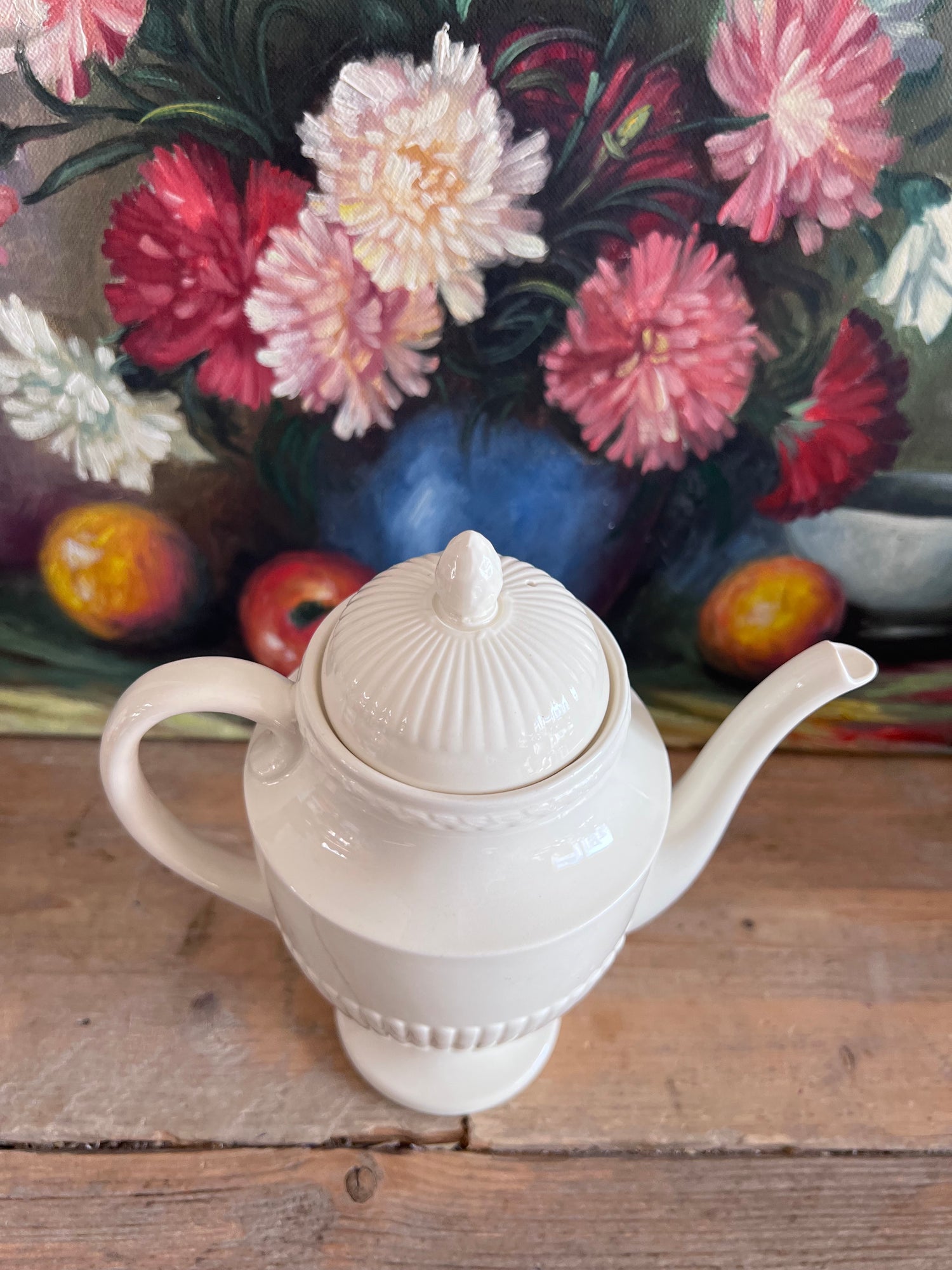 Wedgwood Edme koffiepot, Wedgwood vintage koffiepot, groene stempel Wedgwood, antieke koffiepot Wedgwood, Wedgwood servies, vintage porselein, klassieke koffiepot, Wedgwood Edme porselein, verzamelobject Wedgwood, originele Wedgwood koffiepot, groen stempel
