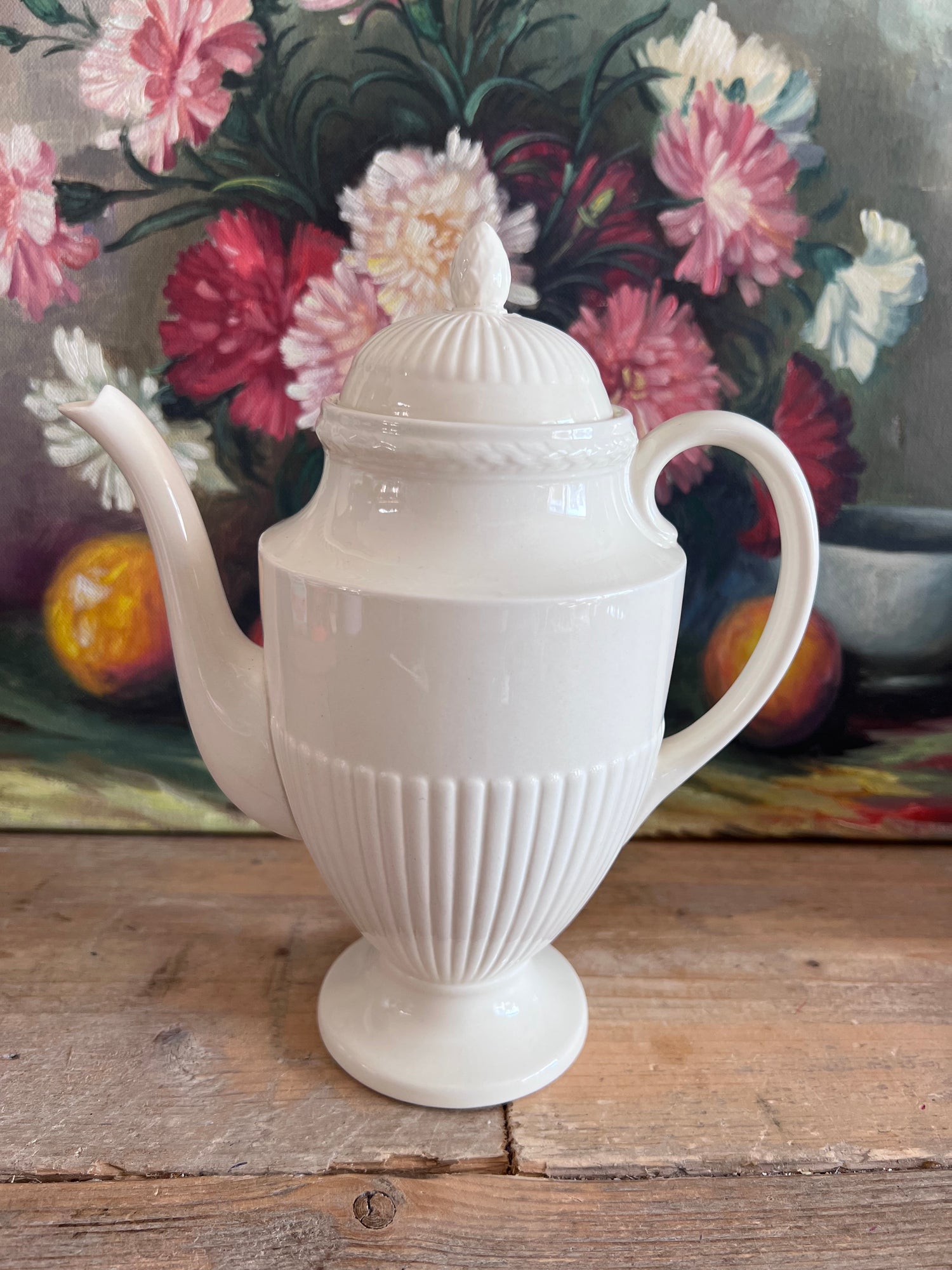Wedgwood Edme koffiepot, Wedgwood vintage koffiepot, groene stempel Wedgwood, antieke koffiepot Wedgwood, Wedgwood servies, vintage porselein, klassieke koffiepot, Wedgwood Edme porselein, verzamelobject Wedgwood, originele Wedgwood koffiepot, groen stempel