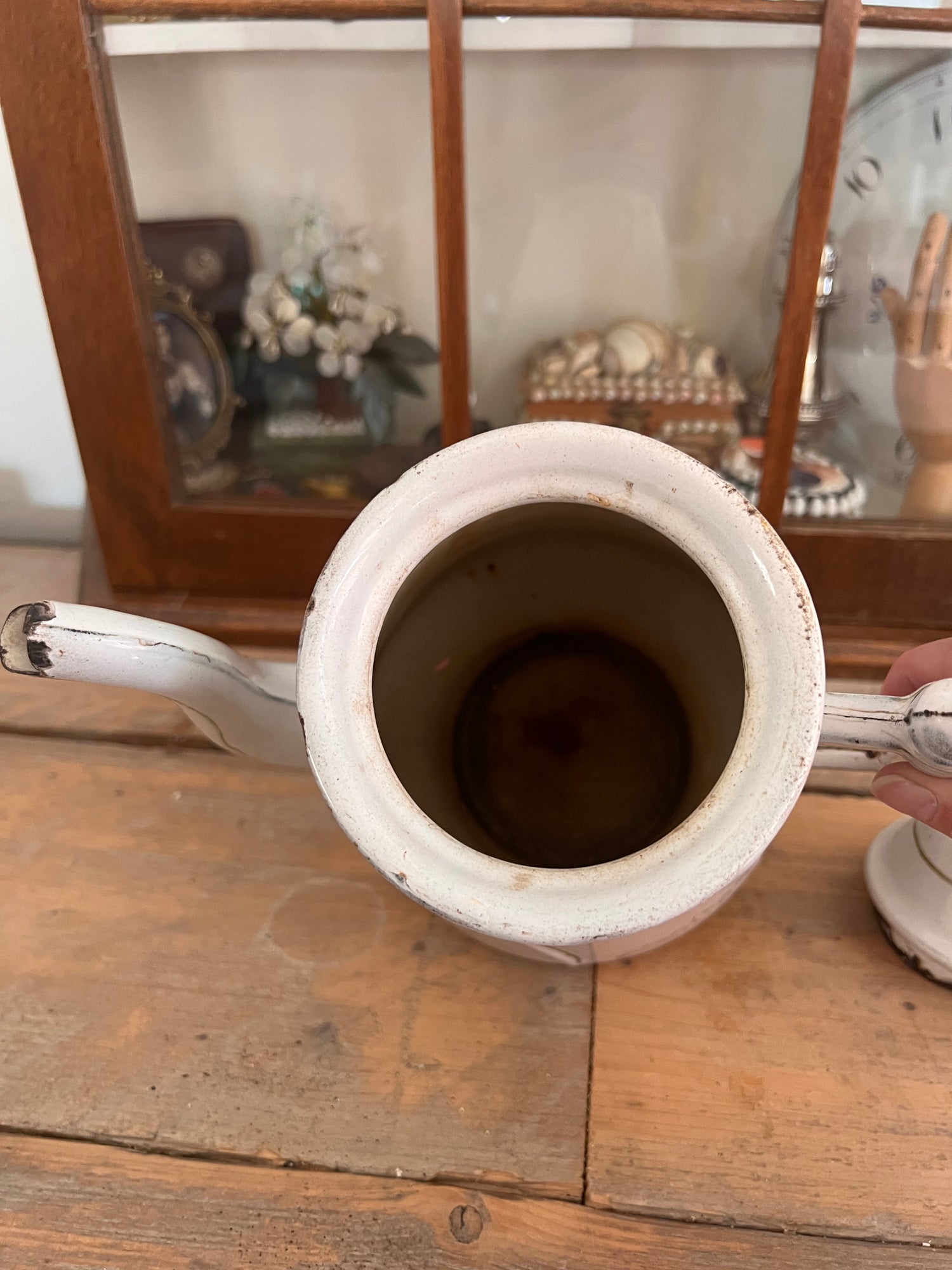 Antike Emaille-Kaffeekanne