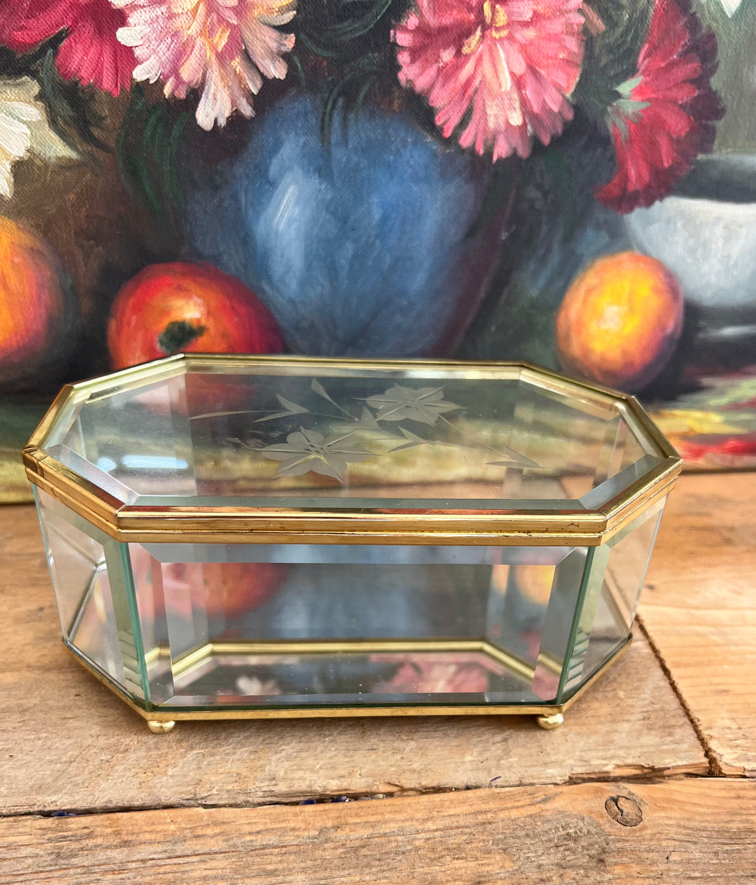 Vintage sieradendoosje glas